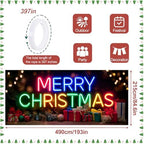Colorful Neon Merry Christmas Garage Door Banner 7x16FT, Bright Holiday Sign for Xmas, Outdoor Decoration for Garage Doors, Large Garage Cover for Christma - Image 4