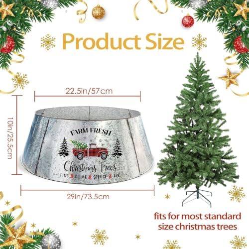 Christmas Tree Collar 29 Inch Diameter Base, Large Metal Tree Collar for Pencil Tree, Christmas Truck Decorations - Image 2