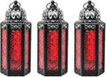 Vela Lanterns Decorative Indoor Moroccan Candle Holder, Red, M, 3-Pack by VelaCandleLanterns