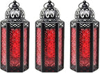 Vela Lanterns Decorative Indoor Moroccan Candle Holder, Red, M, 3-Pack by VelaCandleLanterns