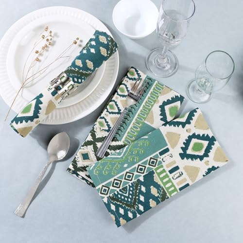 FINGERCRAFT Cloth Napkins Set of 12 Cotton Linen, 20x20 Inch, Free Spirit - Image 3