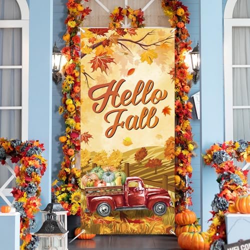 Preboun 12 Pcs Fall Decorations Door Cover for Front Door Seasonal Set - Image 4