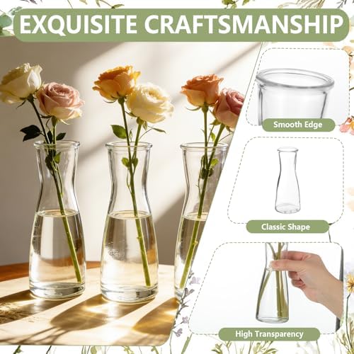 24 Set Glass Bud Vases for Centerpieces Small Clear Flower Vase Modern Decorative Vases Mini Clear Bud Vases Mini Decorative Bulk Vase for Bridal Shower Wedding Birthday Party Dining Table Decor - Image 3