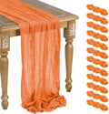 12 Pack Orange Cheesecloth Table Runner 10ft Boho Gauze Cheese Cloth Table Runner Rustic Sheer Runner 120 inch Long for Christmas Wedding Table Decorations by WJWHQ