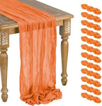 12 Pack Orange Cheesecloth Table Runner 10ft Boho Gauze Cheese Cloth Table Runner Rustic Sheer Runner 120 inch Long for Christmas Wedding Table Decorations by WJWHQ