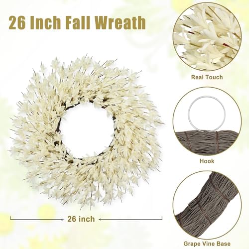 26 Inch Realistic Full Fall Wreaths for Front Door Outside Autumn Wreath - Image 3