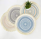 Fennco Styles Boho Geometric Fringe Decorative Cotton Placemats 13-inch Round, Set of 4 - Pink Heat Resistant Insulation Table Mats for Home Decor, Dining Table, Banquets and Special Events - Image 6