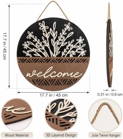 17.7" 3D Welcome Sign for Front Door Wall Hanging Decor for Home - Image 3