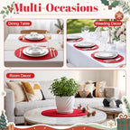 Oval Woven Placemats Set of 6, Cotton Rope 16x12 Inch, Red - Image 6