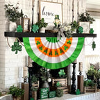 4Pack St Patrick's Day Bunting Flags 2x4 Ft Irish Pleated Half Fan Flags with Embroidered Shamrock Ireland Patriotic Bunting Banner with Grommet for Indoor Outdoor Garden Decorations - Image 6