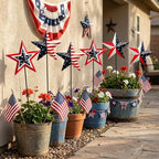 6 Pcs 4th of July Decorations Outdoor,19" Patriotic Metal Barn Stars Decorative Garden Stakes for Independence Day,Americana Patriotic Yard Signs Decor for Garden Lawn Porch - Image 2