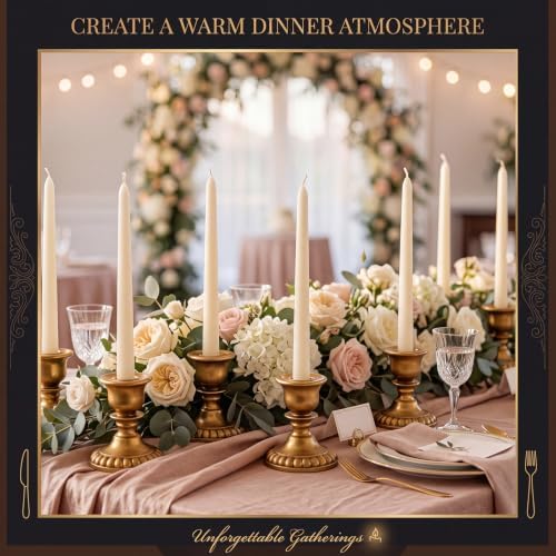 Mumufy 6 Pcs Pillar Candle Holders, Vintage Resin Candle Stands, Farmhouse Retro Table Centerpiece Candles Holders for French Country Decoration Home Wedding Party Living Room(Antique Gold) - Image 6