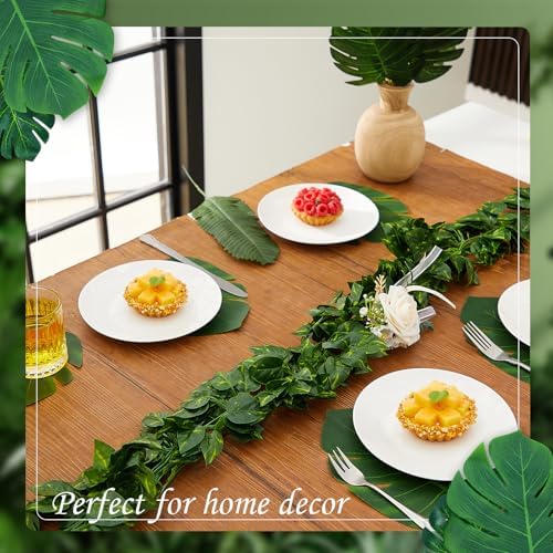 XunYee 168 Pcs Total 330 ft Jungle Theme Party Decoration, Tropical and Monstera Palm Leaves, 2026 Artificial Ivy Rattan Vines, Fake Greenery Faux Leaves for Baby Shower Safari Party Decoration Set - Image 3