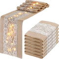 Tudomro 6 Pcs Burlap Table Runner with LED String Lights 12 x 108 Inches Rustic Jute Lace Table Runners Farmhouse Jute Linen Decoration Wedding Decor for Holiday Party Wedding Decorations by Tudomro