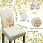 Easter Chair Covers Set of 6 Floral Bunny Chair Back Covers Easter Dining Chair Covers for Party Kitchen Decorations - Image 3