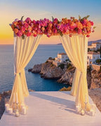 72inch Aisle Flower Garland with Chiffon Sheer Drape, Bright Multi-Color Rose with Hydrangea & Chrysanthemum Artificial Flowers, Floral Runner for Wedding Arch, Backdrop, Table Decor, Ceremony Pathway - Image 4