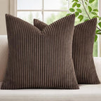 Mecatny Corduroy Fall Throw Pillow Covers 26x26 Set of 2 Chocolate by Mecatny