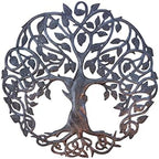 Tree of Life Metal Wall Art, Contemporary Iron Artwork Decor, Celtic Family Trees, 23 In. x 23 In. Round Modern Plaque, Handmade in Haiti,Fair Trade Certified, Signed By Wilson Etienne by ITSCACTUS