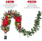 Garvee 6 Feet Christmas Garland with Lights for Mantle, Red Gold - Image 5
