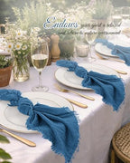 Pesonlook 60 Pcs Cyan Handmade Cotton Cloth Napkins with Fringe, 16x16 Inch - Image 6