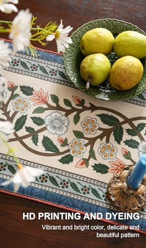 ISAENNE Designer Vintage Linen Extra Long Table Runner,118"x12"-Naples C - Image 5