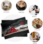 Farmhouse Placemats Set of 6, Black and Red Place Mats, Rustic Wipeable Washable Table Mat for Kitchen Dining Home Decor Linen Plate Mat 18x12 Inch - Image 3
