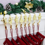 Christmas Stockings hooks, Gold Christmas Stockings holder for Mantle Set of 8, Reusable Christmas Stocking Hooks, No-Damage Xmas Hanger for Fireplace Stand Christmas Decoration Ornaments Hanging by XENTUMI
