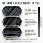 YKAJO Antique Wood Oval Marble Tray, 11.8x5.9 Vanity Perfume Organizer - Image 4