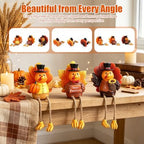 Thanksgiving Decorations Turkey Figurines Set of 3, with Dangling Legs - Image 5