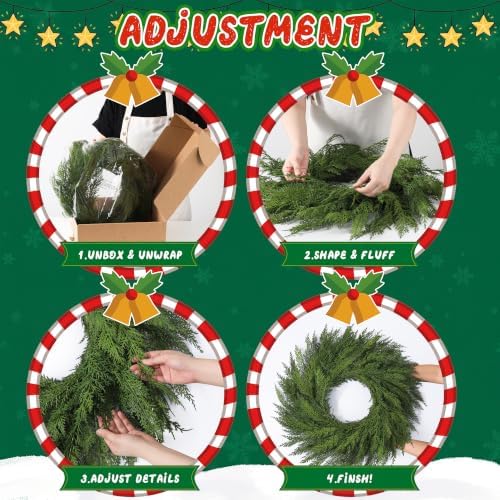 26’’ Large Real Touch Christmas Wreath, Artificial Cedar Wreath for Door - Image 7