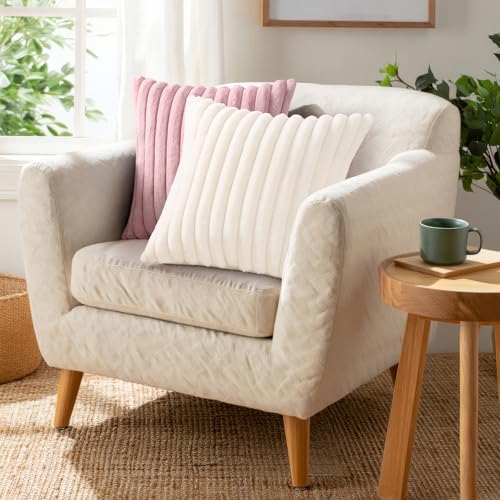 Pallene Faux Fur Decorative Throw Pillow Covers 24x24 Set of 2, Cream White - Image 6