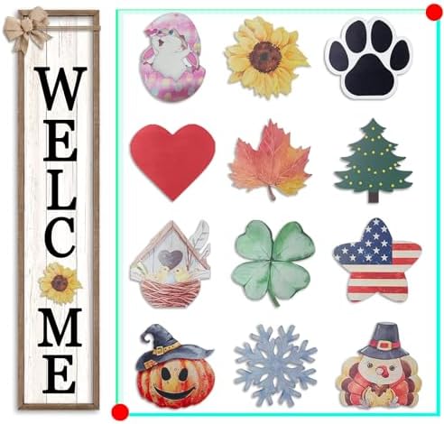 Interchangeable Standing Front Porch Welcome Sign 45"X9" Wood by LuZhiQiang
