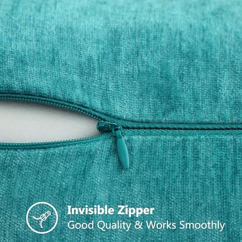decorUhome Soft Chenille Throw Pillow Covers 24x24 Set of 2 Turquoise - Image 3