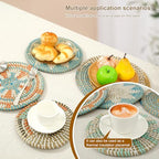 5 Pcs Boho Wall Basket Decor, Hanging Woven Wall Basket Decorative, Rattan Wall Basket Set, Round Woven Hanging Art, Woven Wall Plates Decor for Home Farmhouse Kitchen Table Living Room - Image 6