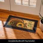 Evergreen Sassafras Fall Christmas Holiday Doormat Insert Bundle & Tray Set of 5, Interchangeable Entrance Door mats Indoor and Outdoor Welcome Mat 30 x 18 Tray Non Slip Backing Low Profile - Image 3