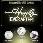 Happily Ever After LED Neon Light Sign, Wedding Neon Lights for Bachelorette Bridal Engagement Party Decoration Bridal Shower Wall Decor Valentine's Day Night Light Dimmable USB Powered(16.9"*7.9") - Image 5