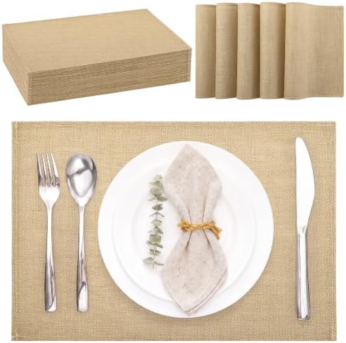 Kochorie 25Pcs 11x17 Woven Burlap Placemats Jute Placemat for Dining Table by Kochorie