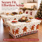 Oudain Christmas Gingerbread Table Cover 6 Feet Spandex Stretch Tablecloth - Image 5