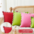 Red Scalloped Outdoor Throw Pillow Covers 18x18 Waterproof & Fade-Resistant - Image 4