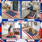 2PCS 4th of July Door Mat Combination, Patriotic Stars and Stripes Front Porch Decor, Independence Day Layered Welcome Mat, Red White and Blue Outdoor Rug for Memorial Day Entryway Decoration - Image 4