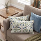 ISAENNE Designer Linen Throw Pillow Cover,Set of 2,20"x12"-Mosella A - Image 3