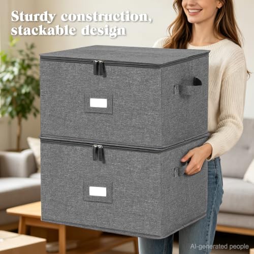 Stemware Storage Containers 2 pack, Wine Glass Storage Box with Dividers - Image 4