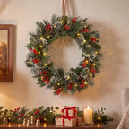 National Tree Company 24in Pre-Lit Wintry Pine Artificial Christmas Wreath - Image 2