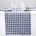 Solino Home 100% Pure Linen Table Runner Navy, Gingham Check 14 x 144 in by SolinoHome