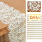 12 Pack Beige Lace Table Runners Beige Rustic Lace Fabric Table Runners by Unknown