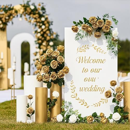 Auihiay 104PCS Gold Rose Artificial Flowers, Fake Roses - Image 5