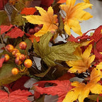 Idyllic 20 Inch Fall Wreath for Front Door - Maple Leaves Autumn Wreath for Thanksgiving, Halloween, Wall, Front Porch Home Decoration - Image 5