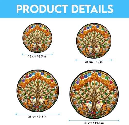 Day of The Dead Tree of Life Stained Glass Wall Decor 11.8" - Image 6