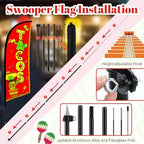 HunnmingRe 2 Set Tacos Feather Flag Kit, 8ft Advertising Swooper Flag Banner with Pole and Ground Stake for Business Restaurant Advertising Banner for Outside Ground - Image 3