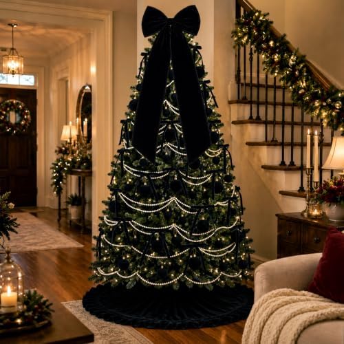 Riceshoot 63 Pcs Black Velvet Christmas Tree Decorations Set - Image 6